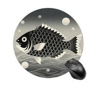 Black and White Yin Yang Koi Fish Mouse Pad Round Mouse Mat Leather Non-Slip Rubber Base Mousepad Waterproof Computer Mouses Pad for Laptop Wireless Mouses Keyboard Home Office