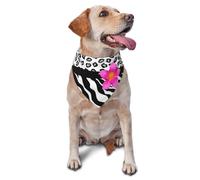 Black And White Zebra And Cheetah Skin And Pink FlowerDog Bandanas Cat Puppy Scarfs Washable Pet Handkerchief