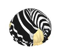 Black and white zebra Large Double-layer shower cap prevents hair from getting tangled during showering and skincare.