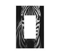 Black and White Zebra Portrait Light Switch Wall Plate Faceplate Cover Single Rocker 1 Gang Decorator Outlet Receptacle Covers for Home Kitchen Room Bathroom Decor