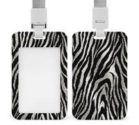 Black and White Zebra Print Badge Holders Retractable ID Badge Holder with Lanyard Heavy Duty Badges Reel Card Protector Detachable ID Card Holder for Nurse Teacher Staff Officer