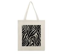 Black And White Zebra Print Cotton Polyester Blend Canvas Carryall Bag | Black And White Zebra Print Reusable Fabric Handbag for Grocery Travel Daily Errands Multipurpose Storage Carry Tote