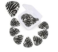 Black and White Zebra Print Guitar Picks 12 Pack with Organizer Storage Box Guitar Accessories Ukulele for Acoustic Guitar Bass Guitar Gift