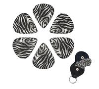 Black and White Zebra Print Guitar Picks 6 Pack with Organizer Storage Box for Custom Guitars for Men Women Guitar Accessory Ukulele