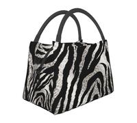 Black and white zebra print Lunch Bag for Women Men Insulated Lunch Box Reusable Lunch Tote Bags Leakproof Lunchbox Large Capacity Lunch Container Bag for Work, Travel, Outdoor