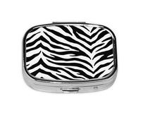 Black and White Zebra Print,Meta Pill Box 2 Compartment Medicine Case,Portable Organizer,Rectangle Meta Portable Organizer Pill Box 925 Compartment Medicine Case