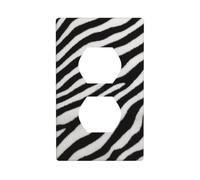 Black and White Zebra Print Outlet Cover Light Switch Cover Decorative 1 Gang Wall Plate for Kitchen Room Bathroom Size 7x11.4cm
