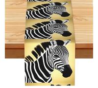 Black and white zebra Print Party Table Runner, Holiday Kitchen Dining Tabletop Runners, for Home Indoor Decor 13x72 In
