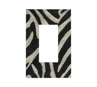Black and White Zebra Print Pattern Light Switch Wall Plate Faceplate Cover Single Rocker 1 Gang Decorator Outlet Receptacle Covers for Home Kitchen Room Bathroom Decor