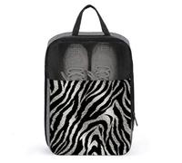 Black And White Zebra Print Shoe Bags Foldable Breathable Portable Shoe Puches Organizer Stylish Expandable Packing Travel Shoes Bags for Sneakers Gym Luggage Closet