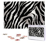 Black And White Zebra Print Wooden Puzzles 1000 Pieces Personalized Jigsaw Puzzle For Adults Interesting Custom Photo Puzzles Gift For Holiday Birthday Wedding Anniversay