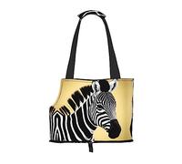 Black and White Zebra Printed Portable Foldable pet Shoulder Bag, Suitable for Carrying Small Pets