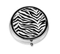 Black and White Zebra PrintMeta Pill Box 3 Compartment Medicine Case,Portable Organizer