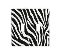 Black and White Zebra Stripes Pattern Double Gang Toggle Light Cover Wall Plate Switch Decor Standard Size - 11.4x11.4cm