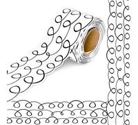 Black and WhiteBulletin Board Borders, 50 Feet Squiggle Wavy Rolled Border Trim for Back to School Preschool Elementary Kindergarden Classroom Home Office Door Wall Decorations