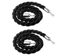 Black and Woven Hemp Ber Posts for Concerts, Hanging Rope Stanchs with Twisted Cords, Stainless Steel Hoo, 1.5m (4.9ft) - Crowd Control Solut