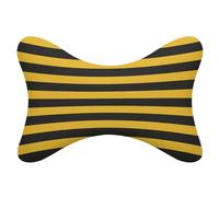Black And Yellow Bee Pattern 2 Pcs Car Neck Pillow with Elastic Strap Breathable Head Support Soft Memory Foam Headrest Cushions
