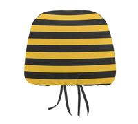 Black And Yellow Bee Pattern Funny Car Headrest Covers Elastic Printed Seat Head Rest Protector Universal Automotive Accessories