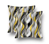 Black and Yellow Grey Throw Pillow Covers Set of 2 Modern Geometric Lines Cushion Covers for Living Room Sofa Accent Home Decor Abstract Art Decorative Pillowcases Outdoor Pillows Covers 18"x18" White