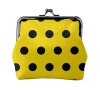 Black and Yellow Polka Dots, PU Leather Coin Purse, Small Wallets, Change Pouch with Kiss Lock Clasp Buckle, Change Purse