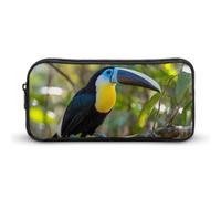 Black and Yellow Toucan Large Capacity Pencil Cases with Zippered Portable Pen Pouch Makeup Bag Office Supplies