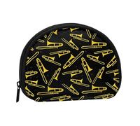 Black and Yellow Trombone, Women's Storage Bag Shell Makeup Bag Small Coin Purse Shell Change Pouch