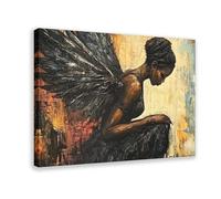 Black Angel Artwork Bar Decoration by African Americans Canvas Poster Bedroom Decor Landscape Office Room Decor Gift 24" L X 36" W