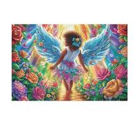 Black Angel Girl Wings 1000-piece Jigsaw Puzzle Bundle Family Puzzle Lovers Brain Training Mindful Activity Spring Creativity & Gift Giving 1000 PCS
