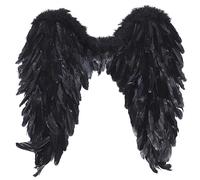 Black Angel Wings - Large Adult Natural Feather Wings for Demon, Devil and Maleficent Costumes for Cosplay