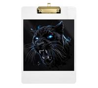 Black Angry Panther Clipboard Acrylic Writing Boards A4 Standard Size Clipboard Hardboard with Low Profile Metal Clip for Teacher Student Lawyer Nurse 12.5 x 9 Inches