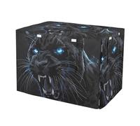 Black Angry Panther Dog Crate Cover Wind-Resistant Pet Crate Cover with Roll-up Sides, Reduces Barking X-Large