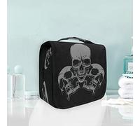 Black Angry Skull Hanging Foldable Toiletry Cosmetic Bag Makeup Travel Organizer Bags Case for Women Girls Bathroom