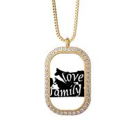 Black Animal Hyena Outline Natural Necklace Pendant Diamond Crystal Golden Jewelry