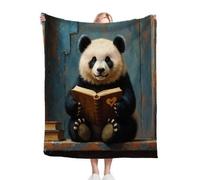 Black Animal PandaPattern Kids Blanket 40x50 Inches, Ultra Soft Single Bed Flannel Blanket for Bedroom, Living Room, Luxury Microfiber 3D Print Throw for Boys and Girls ab62