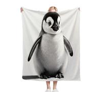 Black Animal PenguinPattern Super King Blanket 90x106 Inches, Soft Lightweight Flannel Blanket for Boys and Girls, Thermal Cozy Microfiber Bed Blanket for Bedroom, Living Room ab174