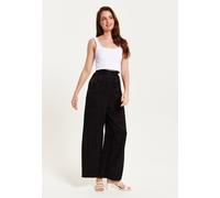 Black Animal Print Wide Leg Trousers Liquorish Black 14