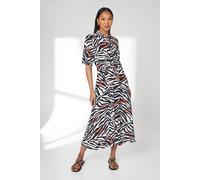 Black Animal Tie Front Midi Shirt Dress Principles Black 18