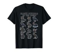 Black Animals of The World Wildlife Chart Panther Wolf T-Shirt