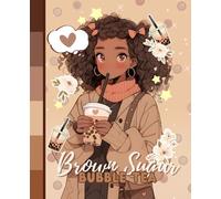 Black Anime Girl Brown Sugar Bubble Tea Notebook: 7.5 x 9.25" Wide Ruled