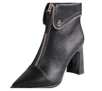 Black Ankle Boots Women Wide Fit Chelsea Boots for Women Lug Sole Platform Shoes Ladies Fashion Solid Suede Front Shoes Side Zipper Chunky Heel Short Womens Insulated Short (Black,4.5)
