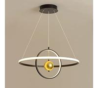 Black Annulus Pendant Light, Ultra-thin Metal Ring Hanging Lamp with Acrylic Lampshade, Modern LED Suspension Lamps - 40W, Linear Restaurant Chandelier, Nordic Simple Drop Lights