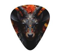 Black antelope with flowers Guitar picks in thin, medium, and thick sizes, 12-piece set, suitable for electric guitar and various instruments
