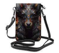 Black antelope with flowers Small Cell Phone Purse, Floral Print Crossbody Bag, PU Leather Mini Wallet with Shoulder Strap, Secure Magnetic Closure.