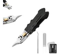 Black Anti-Slip Grip Gear Lock Nail Clipper Set with Ultra-Sharp Tips,Ergonomic Angled Head Senior Toenail Clipper for Precise Access to Nail Grooves Toenail Clippers(Pointed Mouth)