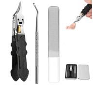 Black Anti-Slip Grip Gear Lock Nail Clipper Set with Ultra-Sharp Tips for Precise Access to Nail Grooves, Professional-Grade Manicure Tool Clippers for Men Women, for Toenail & Fingernail (1Set)