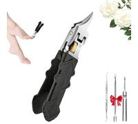 Black Anti-Slip Grip Gear Lock Nail Clipper Set with Ultra-Sharp Tips for Precise Access to Nail Grooves Toenail Clippers for Thick Toenails for Men Seniors Curved Sharp Blades (C)