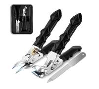 Black Anti-Slip Grip Gear Lock Nail Clipper Set with Ultra-Sharp Tips for Precise Access to Nail Grooves, 2026 Upgrade Ingrown Toenail Clippers for Thick Hard Nails Remove Nails Growing Into (C)