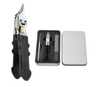 Black Anti-Slip Grip Gear Lock Nail Clipper Set with Ultra-Sharp Tips for Precise Access to Nail Grooves Toenail Clippers for Thick Toenails for Men Seniors Curved Sharp Blades (Three-Piece Set)