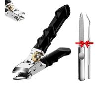 Black Anti-Slip Grip Gear Lock Nail Clipper Set with Ultra-Sharp Tips for Precise Access to Nail Grooves, Toenail Clipper with Catcher for Ingrown Nails, Ideal for Seniors (Slanted Edge*1)