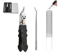 Black Anti-Slip Grip Gear Lock Nail Clipper Set with Ultra-Sharp Tips for Precise Access to Nail GRO,Gear Lock Nail Clipper Set,Eagle Beak Angled Nail Clippers 3-Piece Set (B)